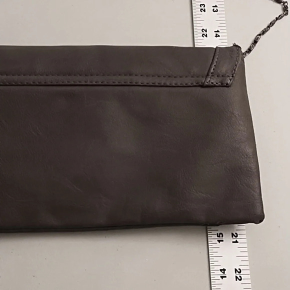 Gray Clutch Crossbody bag Gunmetal Studs Black Faceted Stones Removable Chain - Picture 4 of 11